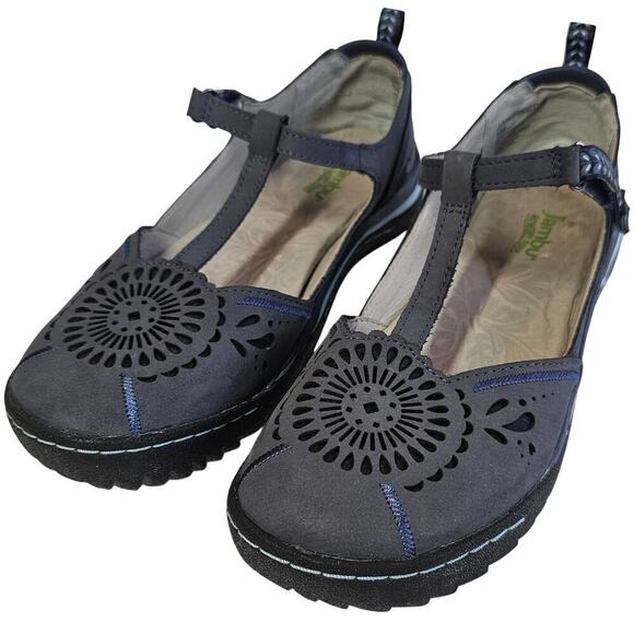 Jambu Sunkist Cut-out Mary Jane Flats Leather Comfortable Blue Shoes Size‎ 8 M - Picture 1 of 11
